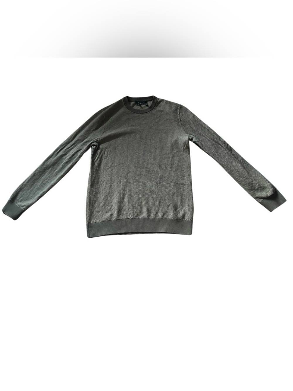 Theory Men’s Riland Breach Cotton Crew Sweater | Olive | Size S